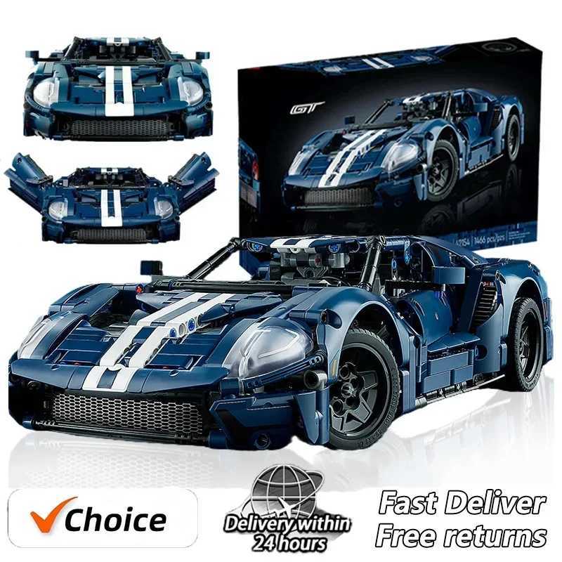 New 1466Pcs Technical 42154 Building Blocks Blue GT Race Car Assembly MOC Model Set Vehicle DIY Assembly Toy Adult Birthday Gift Z250611