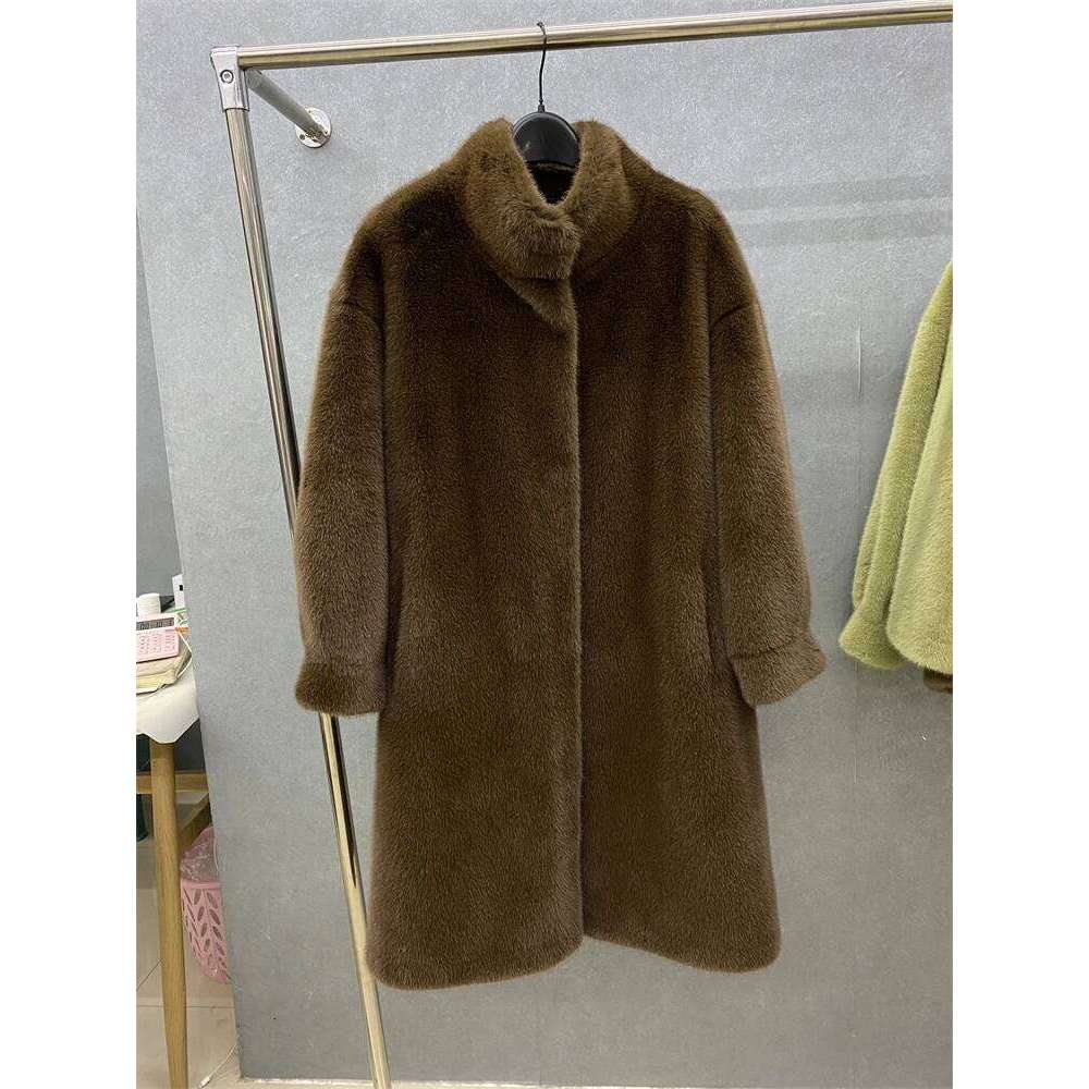 Fake for women's winter 2023 new integrated mid length mink fur coat faux
