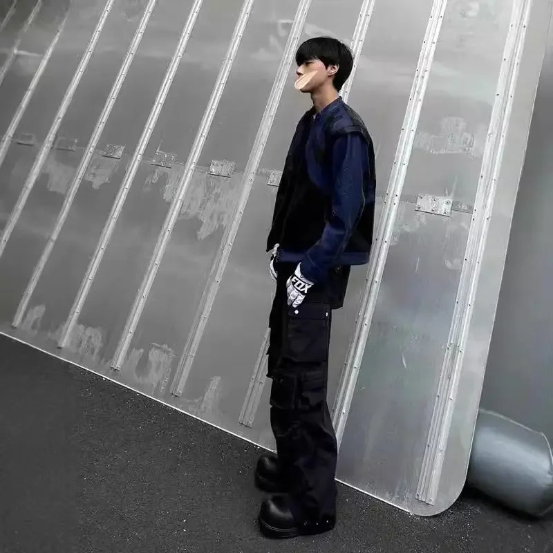 American Hip Hop Spliced Racing Jacket Mens Trend Niche High-end Motorcycle Suit Leather Jacket Unisex Spliced Coat 250611