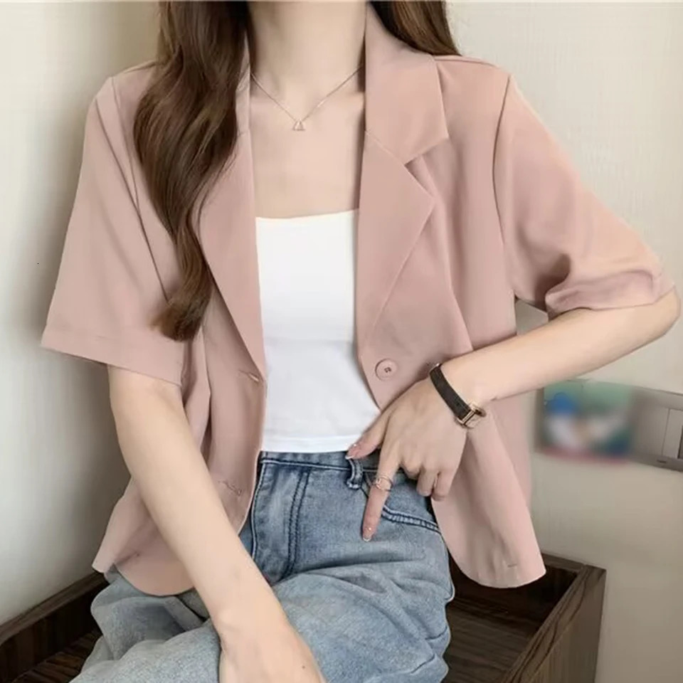 Summer Blazers Women Simple Leisure Loose Korean Style Youth Single Breasted Ladies Temperament Fashion Classic 250610