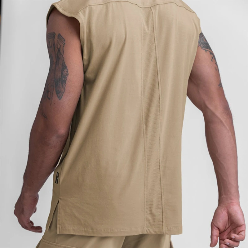 Mens Summer Casual Tank Top Gym Fitness Quick Dry Running Sleeveless Shirt Sports Vest Undershirt Male Bodybuilding Clothing 250609