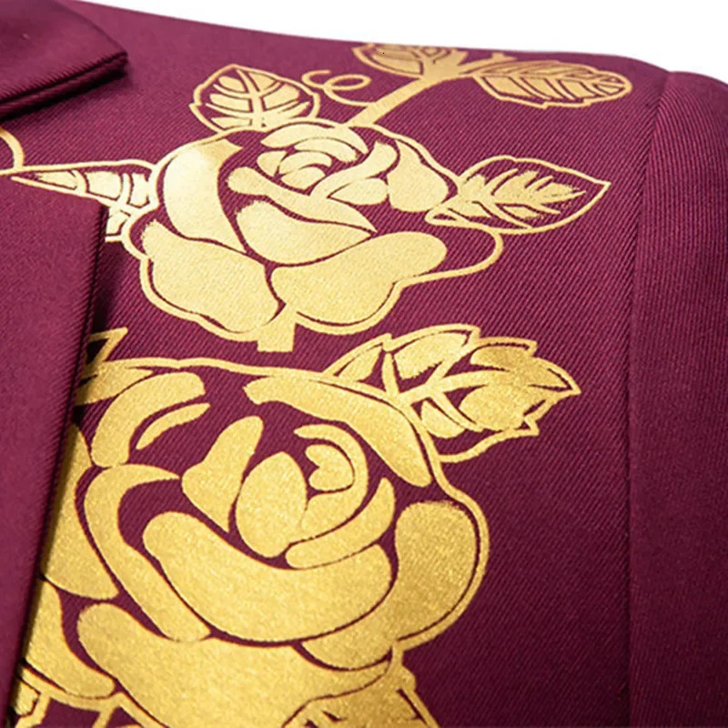 Men Business Social Printed Suit Loose Jacket White / Blue / Black Fashion Male Wedding Ball Party Dress Blazer Coat 250611