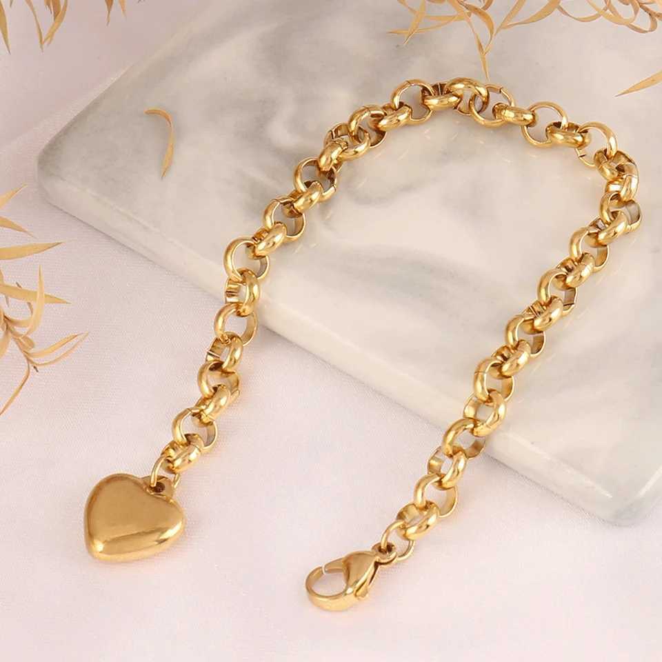 316L Stainless Steel Heart Bracelet For Women Fashion Heart Pendant Chain Bracelets Jewelry Gift XJ250707