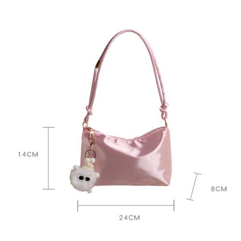 High Quality Solid Color Fashion Elegant Shoulder Bag Smooth Cloth Satin Underarm Bag Leisure Shoulder Bag Lady Handbags PurseXJ250610