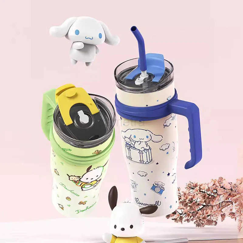 Sanrio Sanrio Big Mac Insulated Cup 304 Stainless Steel Large Capacity with Handle Thermos Bottle Hello Kitty Kuromi Melody Holiday Gift XJ250611