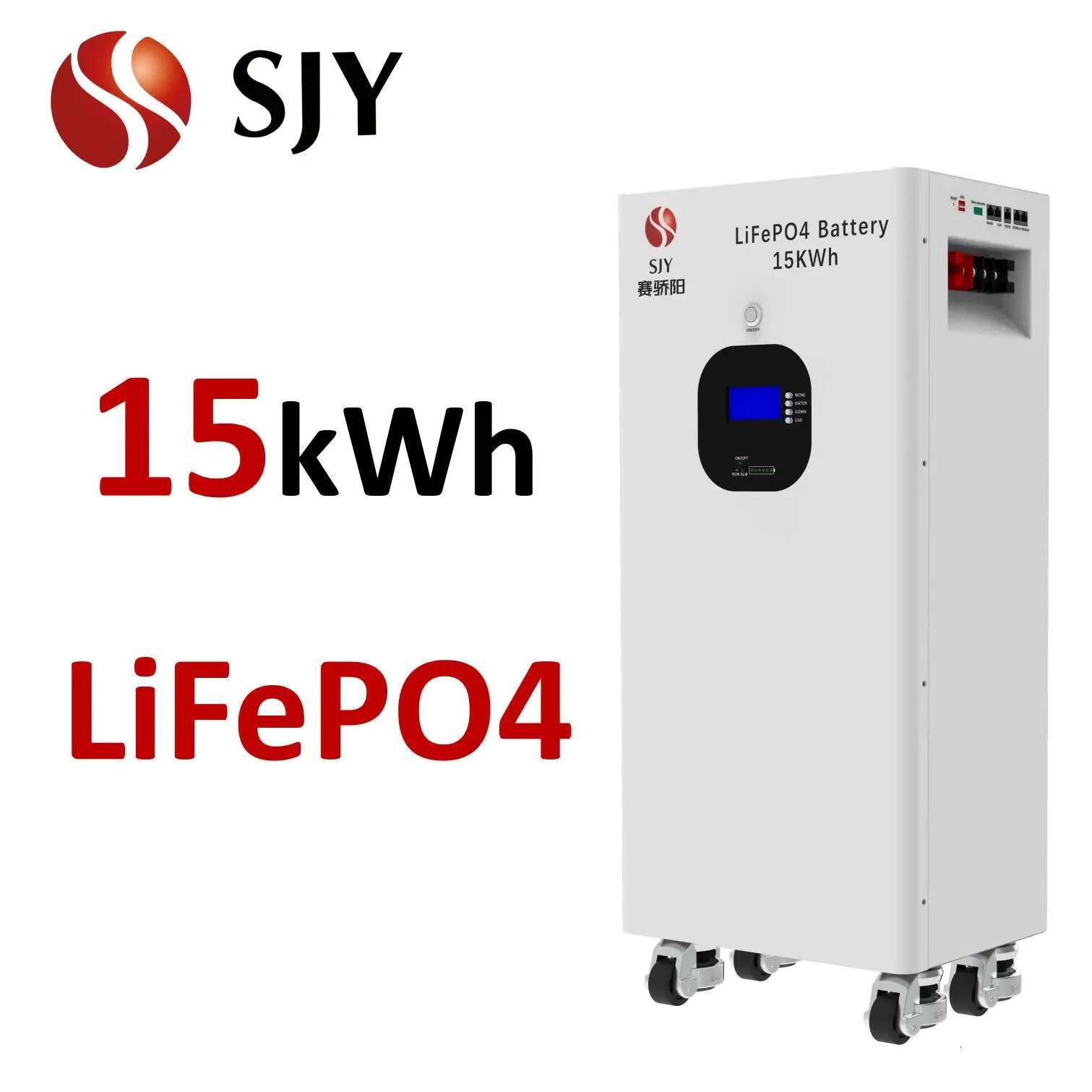 Sjy No Tax Ess Lifepo4 48V 51.2V 300Ah Pacco Batteria 15Kwh Litio Fotovolta