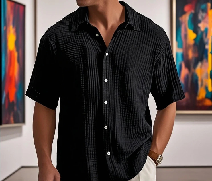 Breathable Hawaiian Style Shirt Mens Summer Loose Casual Short Sleeved Shirt Beach Vacation Street Wear 250611