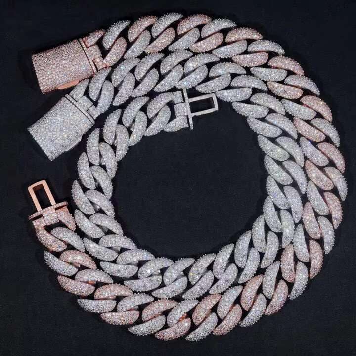 OACOCA Hip Hop Big Heavy Rapper Bling Solid GRA Certificate 925 Sterling Silver 28mm Moissanite Diamond Cuban Link Chain VVS