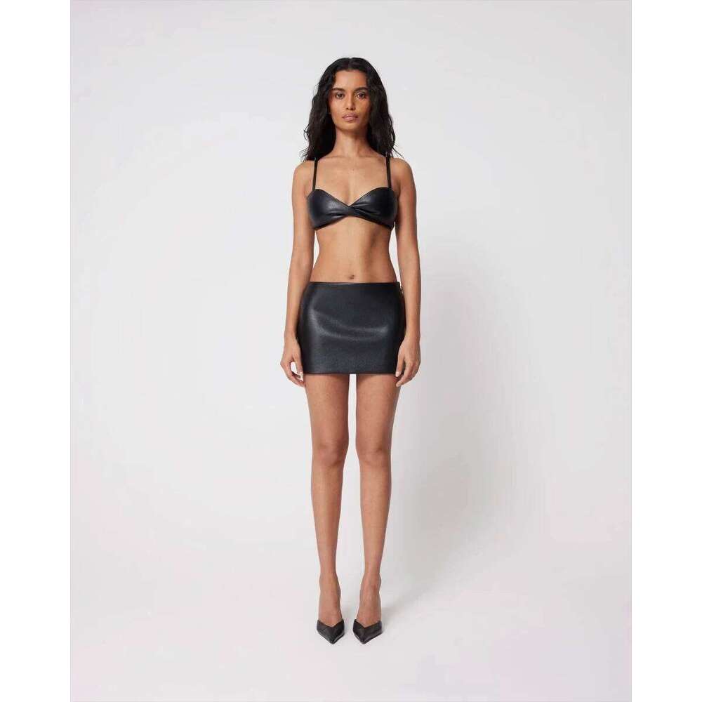 KHY Kylie Artificial Leather Slimming High-Waist Straight Wardrobe Sexy Hot Girl Half Skirt For Women