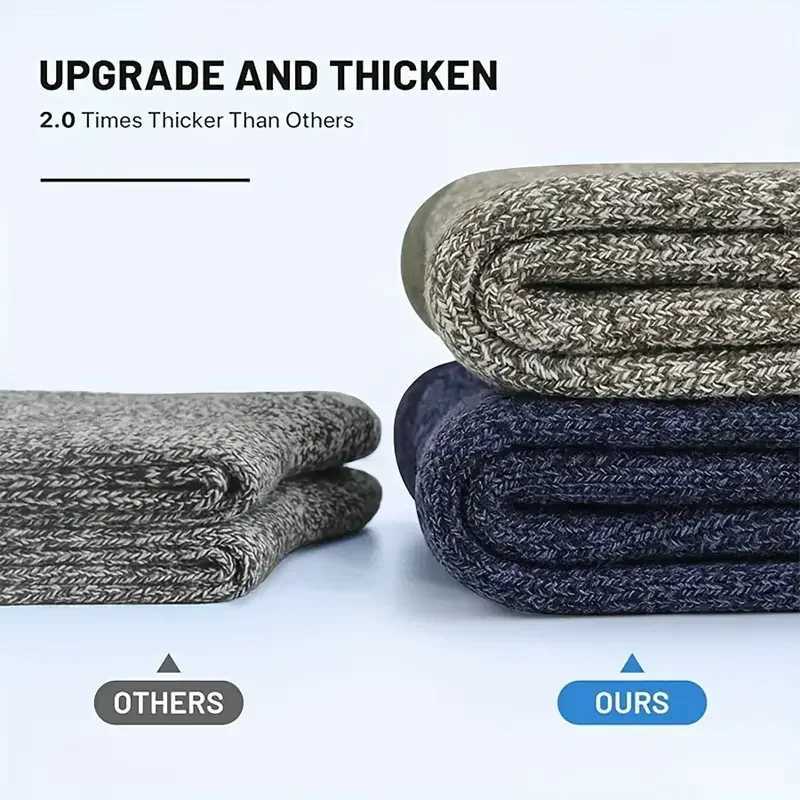 5 Pairs Merino Wool Socks for Men and Women Super Thick Hiking Socks Mens Thermal Socks for Cold Weather Mens and Womens Snow Socks Z250610