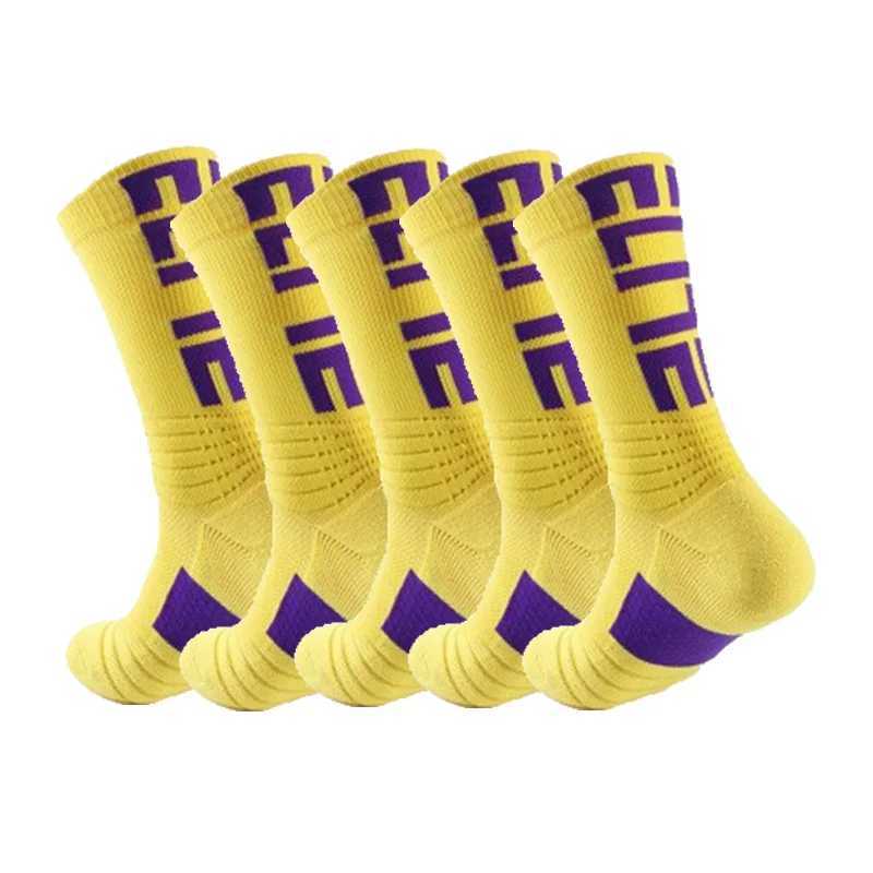 5Pairs Professional Cotton Basketball Socks Elite Thick Sports Socks Compression Durable Skateboard Towel Bottom Socks Stocking Z250610