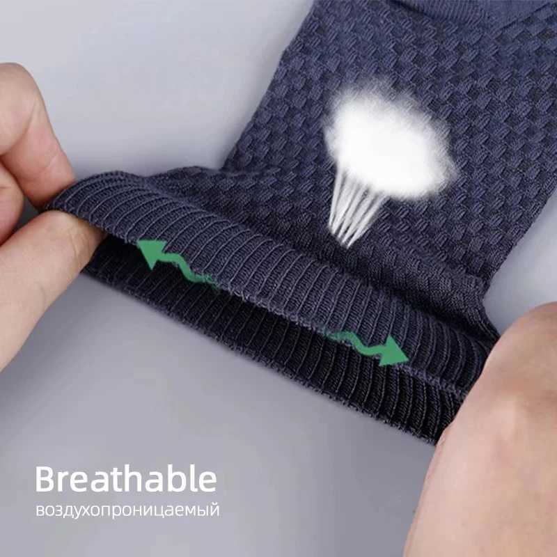 5 Pairs Bamboo Fiber Mens Socks Classic Business Crew Socks Spring Autumn Casual Comfortable Breathable Compression Bamboo Socks Z250610
