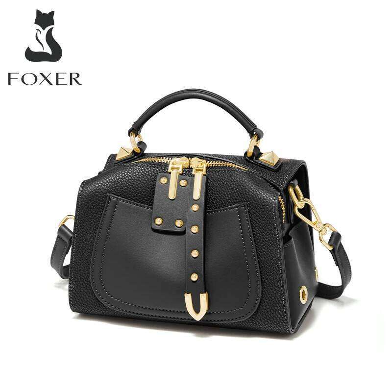 FOXER Stylish Gift For Momther Split Leather Messenger High Quality Lady Shoulder Crossbody Bag Retro Women's Medium Handbag