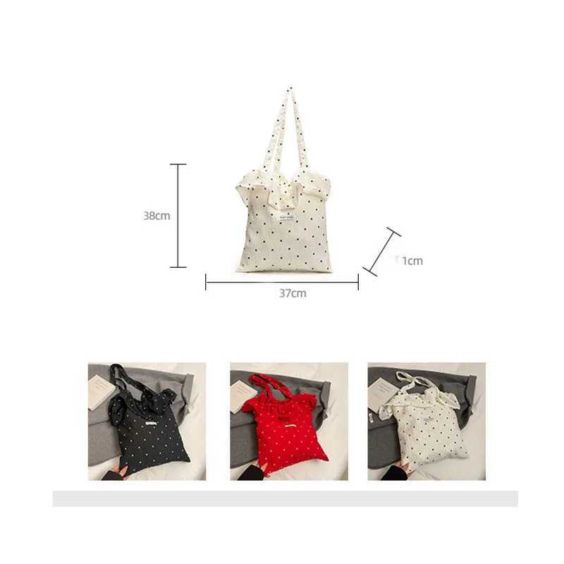 All-match Wave Point Chiffon Shoulder Bag Large Capacity Fairy Mesh Handbag Commuting Bag Korean Style Tote Bag Women XJ250610