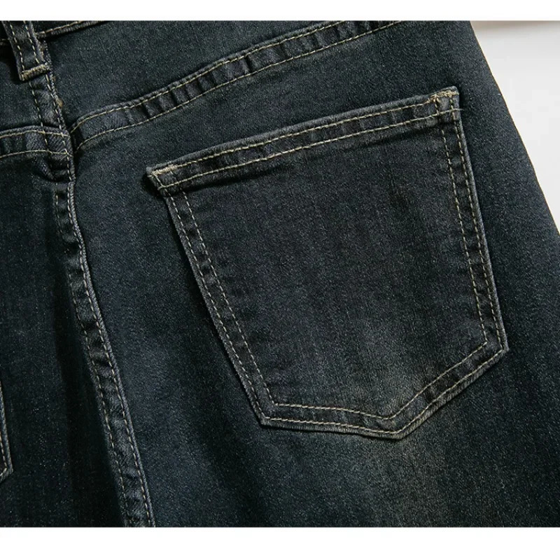 Basics Vintage Casual High Waist Chic Button Slim Flare Jeans Denim Long Pants Streetwear High Street Autumn Plus Size Clothing 250609