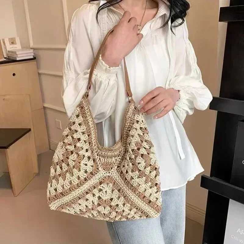 Women Weaving Clutches Knit Bag Large Portable Shoulder Bag Summer Beach Purses Shopper Satchel Female Tote Bags Handbags XJ250610
