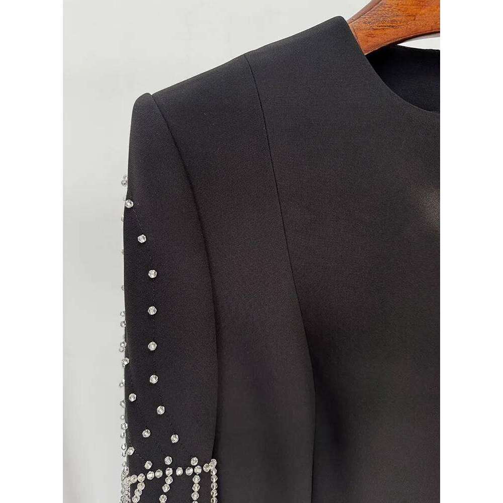 HIGH STREET Newest Fashion 2025 Designer Party Vestido Women's Dias Beaded Slit Sleeve Long Maxi Dress