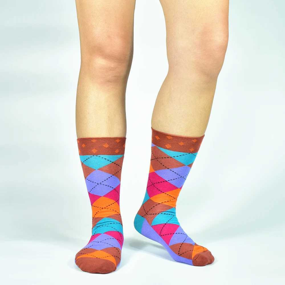 5 Pairs Men Cotton Fashion Color Pattern Happy Unisex Novelty Fun Dress Women Socks Z250610