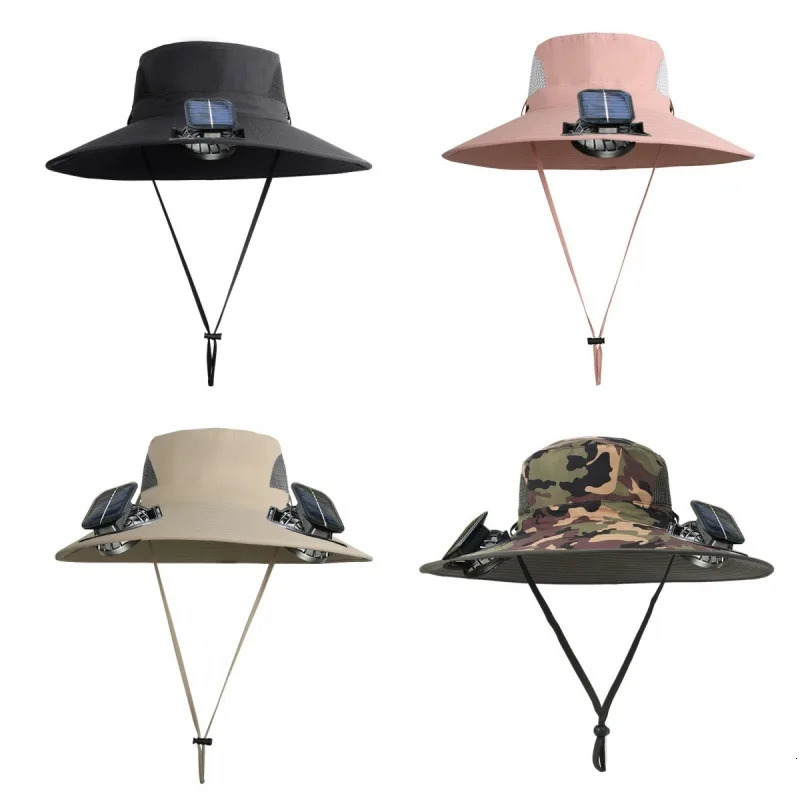 Mens Fishing Cap Solar Charging Fan Outdoor Work Summer Casual Mountain Climbing Travel Fisherman Hat Sports Entertainment 250529