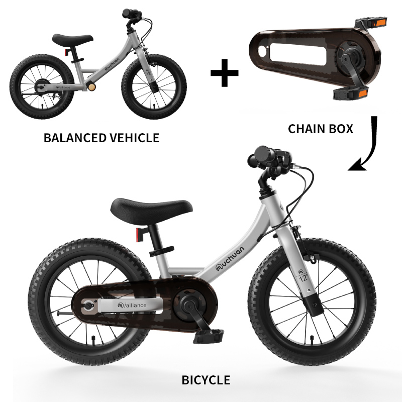 Sturdy Durable 16-Inch 2-in-1 Muchuan Riding Bicycle with Transparent Chain Case - Converts from Balance Bike to Pedal Bike for Ages 2-5
