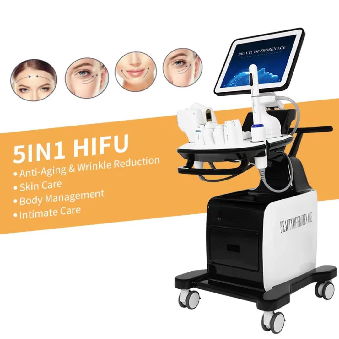 Vertical 5 in 1 MFU & FU Anti-Aging Wrinkle Removal 8D Hifu Ultrasounds Skin Tightening Skin Rejuvenation Face Lifting Viginal Tightening Hifu Slimmin
