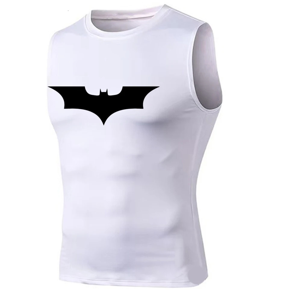 Mens summer sports vest Bat Print tight effective sweat sleeveless Tshirt top undershirt tracksuit 250609