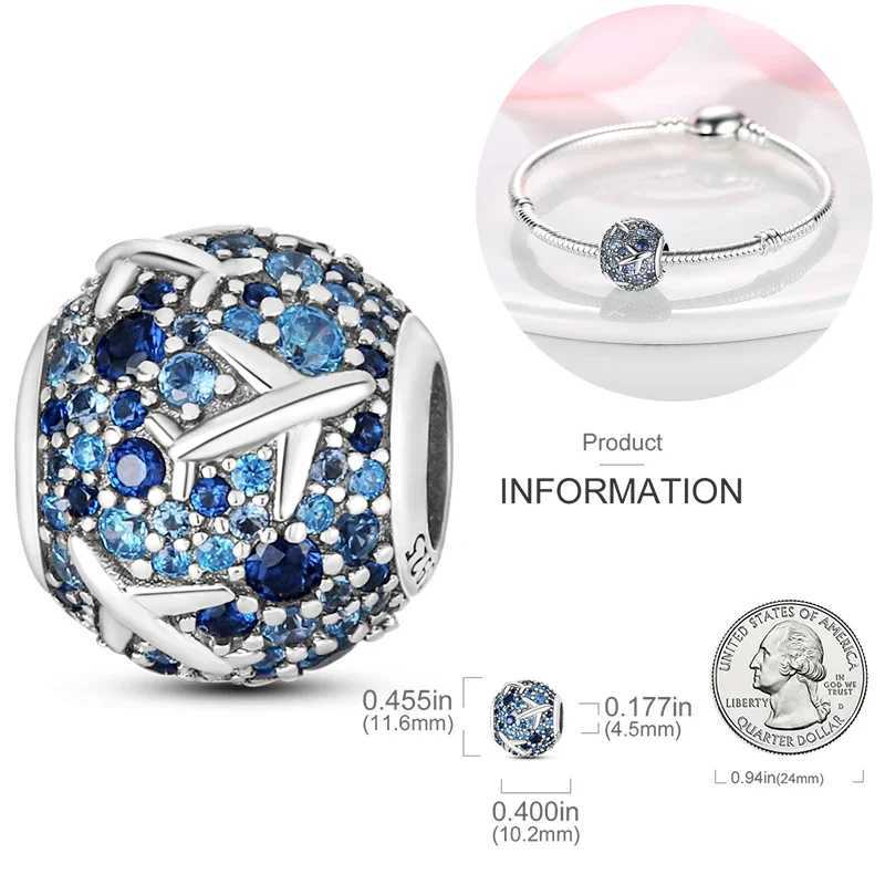 925 Sterling Silver Travel Passport Trunk Charms Fit Original Bracelet DIY Airplane Earth Beads for Jewelry Making Gift XJ250611