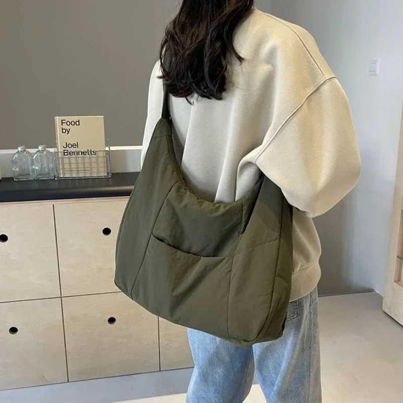 Trendy Womens Soft Cloth Shoulder Bag Solid Color Student 2025 Spring Y2k Casual Style Big Handbags Crossbody Bags for Women XJ250610