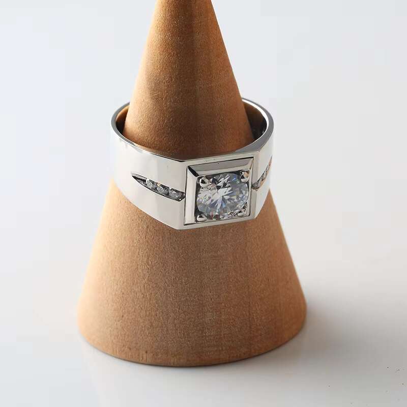 Luxury Men Hip Hop Custom Pt900 White Gold Synthetic Diamond Rings Chunky 925 Sterling Silver Moissanite Rapper Ring