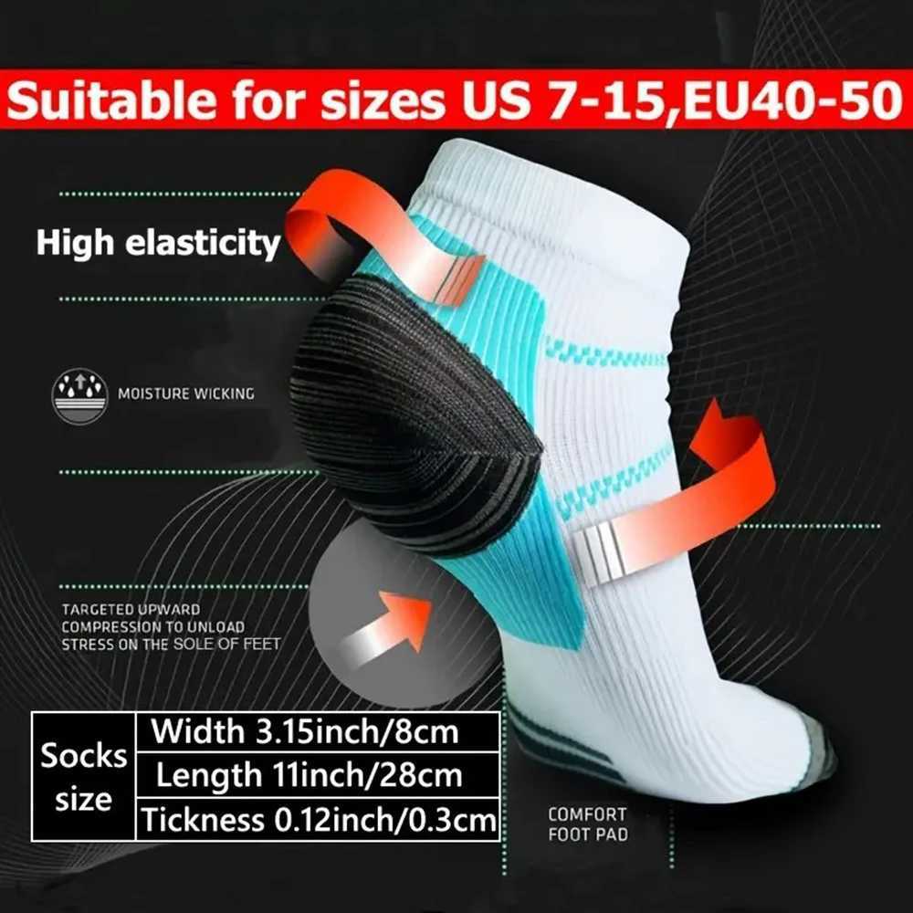1/6 Pairs Men Plus Size Compression Sports Socks Foot Fascia Design Comfortable Breathable Deodorizing Running Cycling Socks Z250610