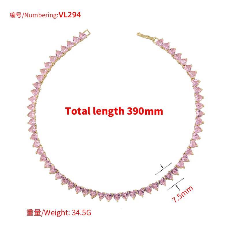 ZHUKOU Hot sale gold sier color iced out necklaces heart CZ tennis necklace for women Wholesale VL202