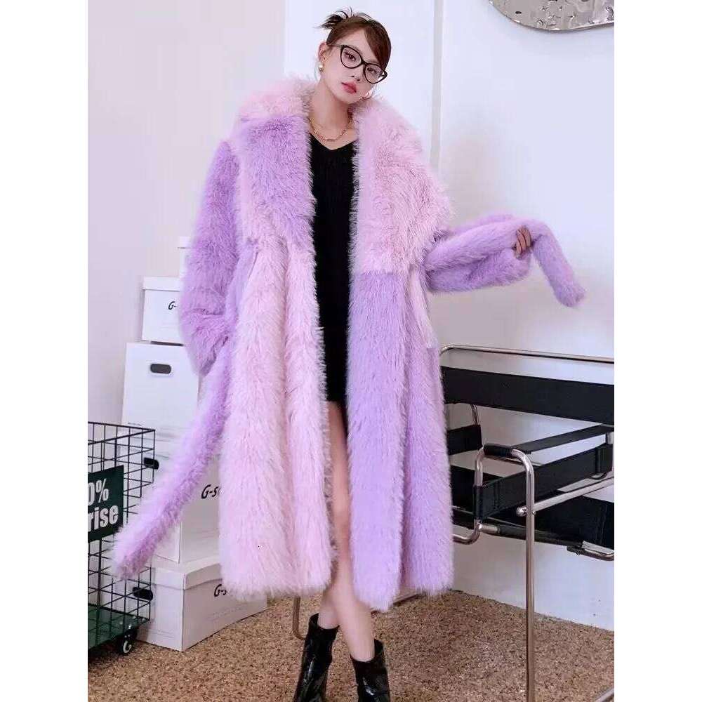 ZADORIN Spliced Oversize Belted Long Woman Winter Clothes Furry Jacket Fur Faux Coat New in Coats & Jackets
