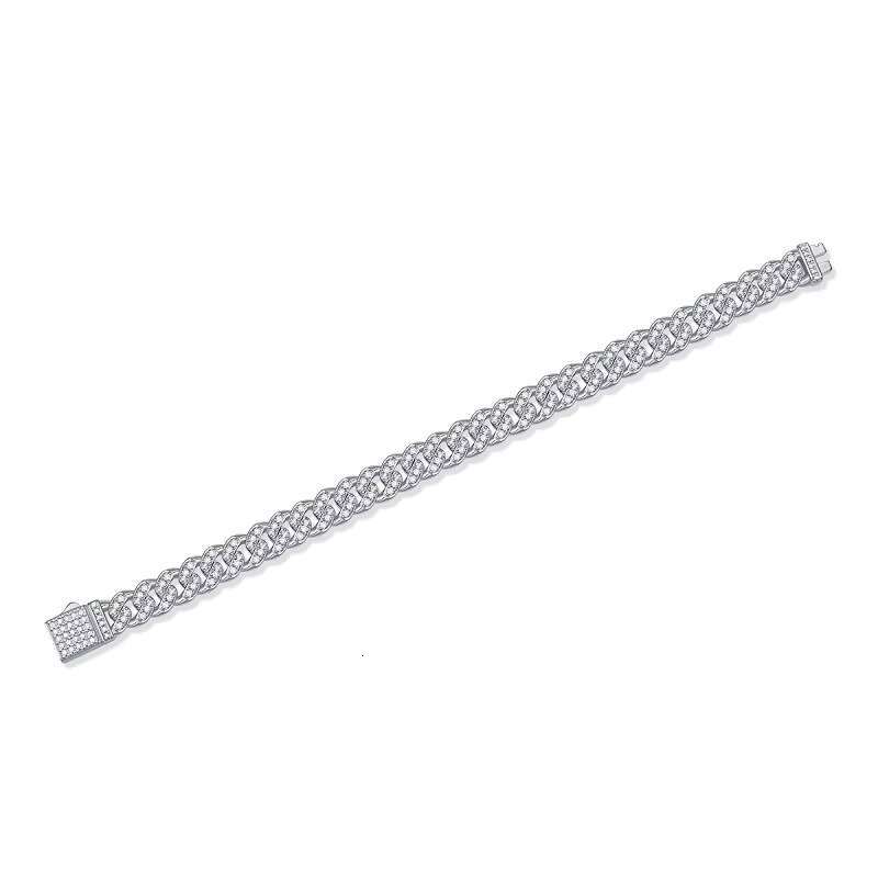 HipHop Jewelry Necklace Moissanite Cuban Link Bracelet 8mm 925 Sterling Silver Iced Out VVS Moissanite Cuban Link Chain Necklace
