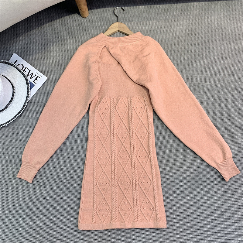 LV105 Autumn Strapless Tube Dress Knitted Long Sleeve Blouse