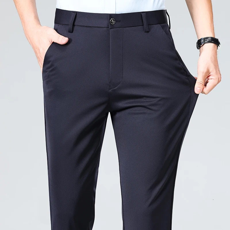 Summer Autumn Thin Trousers Men Formal Dress Suit Pants Work Quality Business Casual Black Wine Red Long 250610