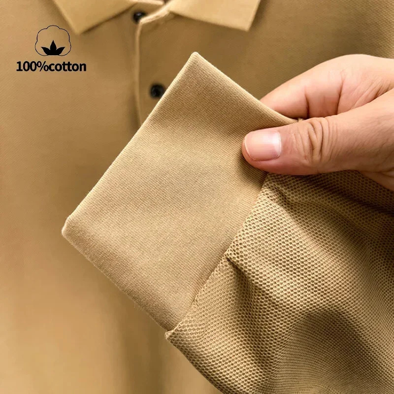 Mens % Cotton Polo ShirtSummer Fashion Casual Long Sleeve Breathable Lapels Tshirt 10 Colors Perfect for Golf Sports 250610