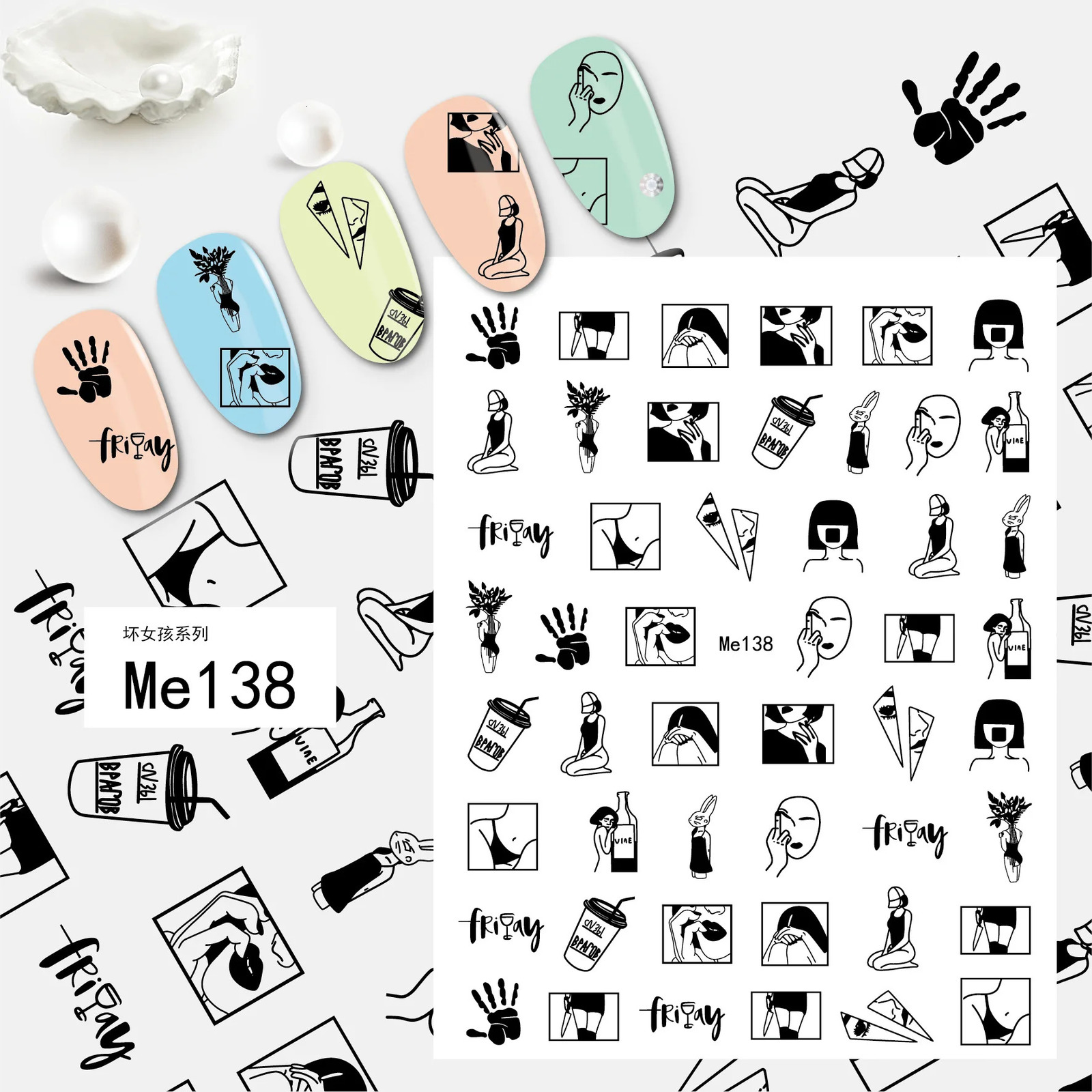 Valentines Day Limited Adult Nail Stickers Art Decoration 3D Sexy Woman Love Accessories Decal 250605