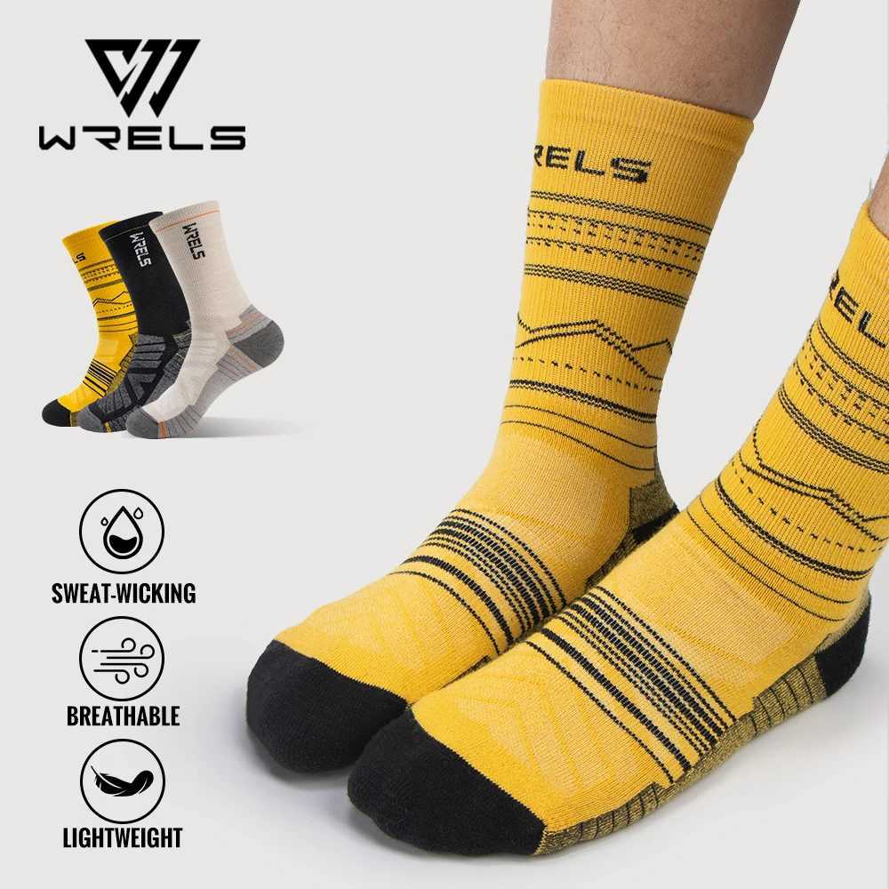 WRELS Merino Wool Socks Hiking Lightweight Shock Absorption Damping Mid-Calf Ankle Socks Running Sport Merino Wool Socks Z250610