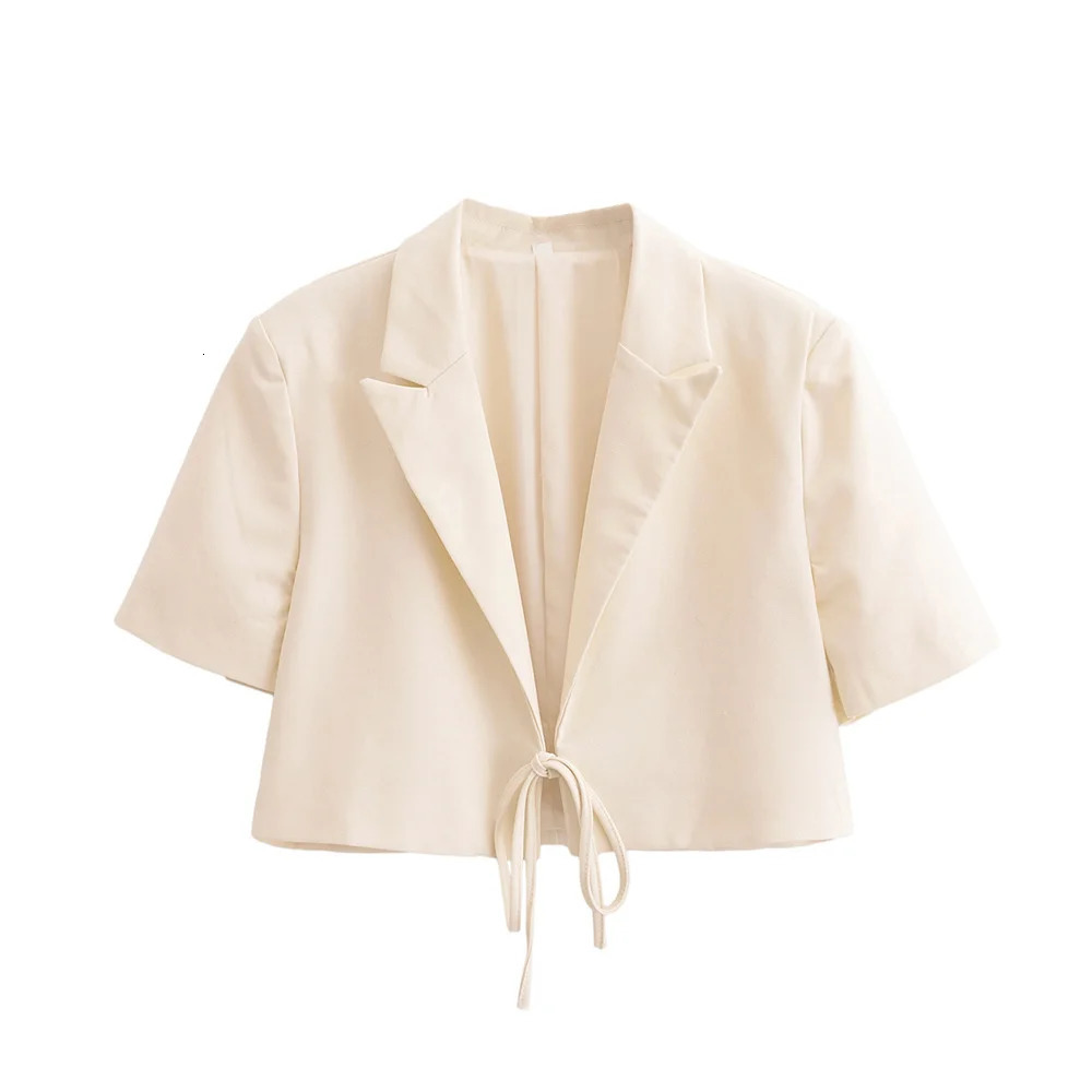 BMURHMZA Summer Product Womens Clothing Style Fashion Collar Short Sleeve Bow Decoration Suit Coat 250610