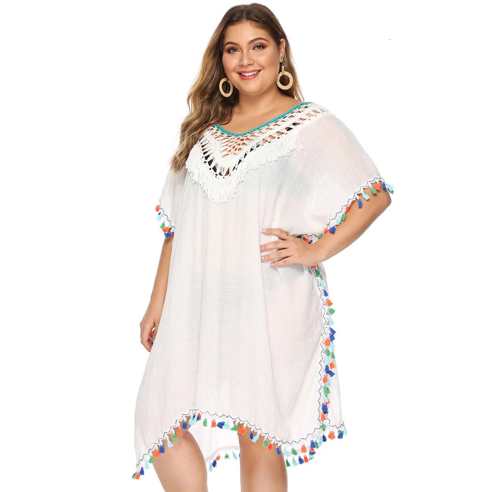 Cover Up Plus Size Bikini Women Swimsuit Coverup Beach Bathing Suit Wear Knitting Swimwear Mesh Dress 250530