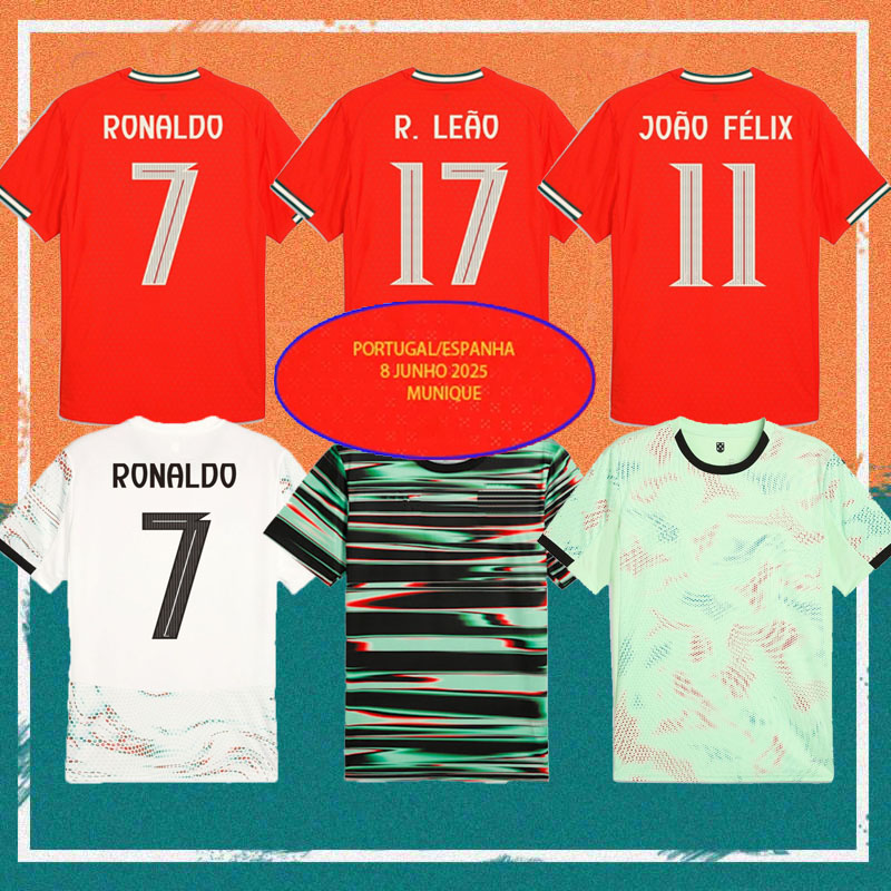 25/26 Man JOAO FELIX Portugal final RONALDO soccer jerseys 2025 Football shirt G.RAMOS R. LEAO DALOT NETO VITINHA Pre match Kids Kit uniform