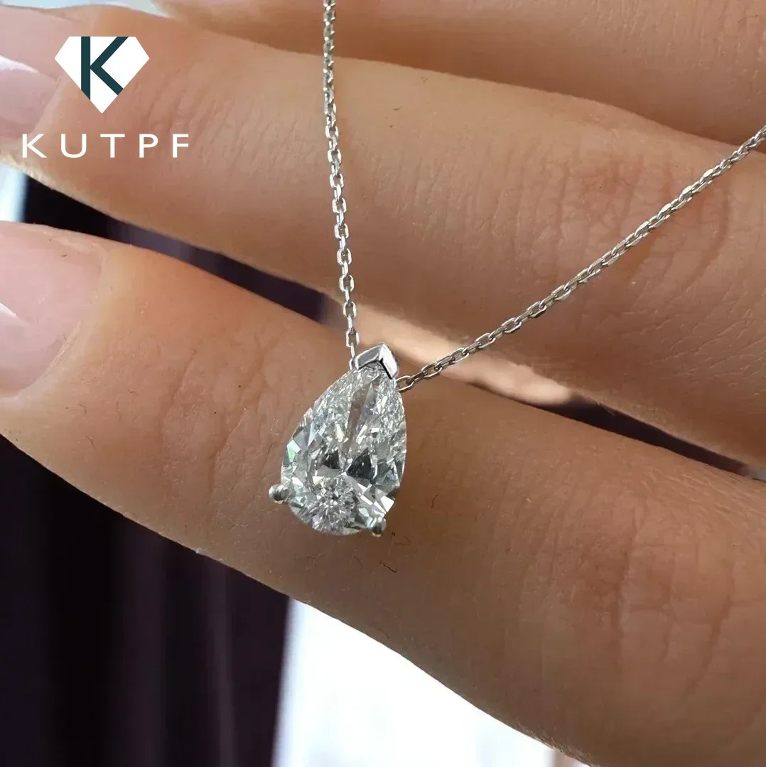 Water Drop Solitaire Pendant Necklace for Women S925 Silver 1-4 Pear Cut Lab Diamond Neckchain with Certificate 250610