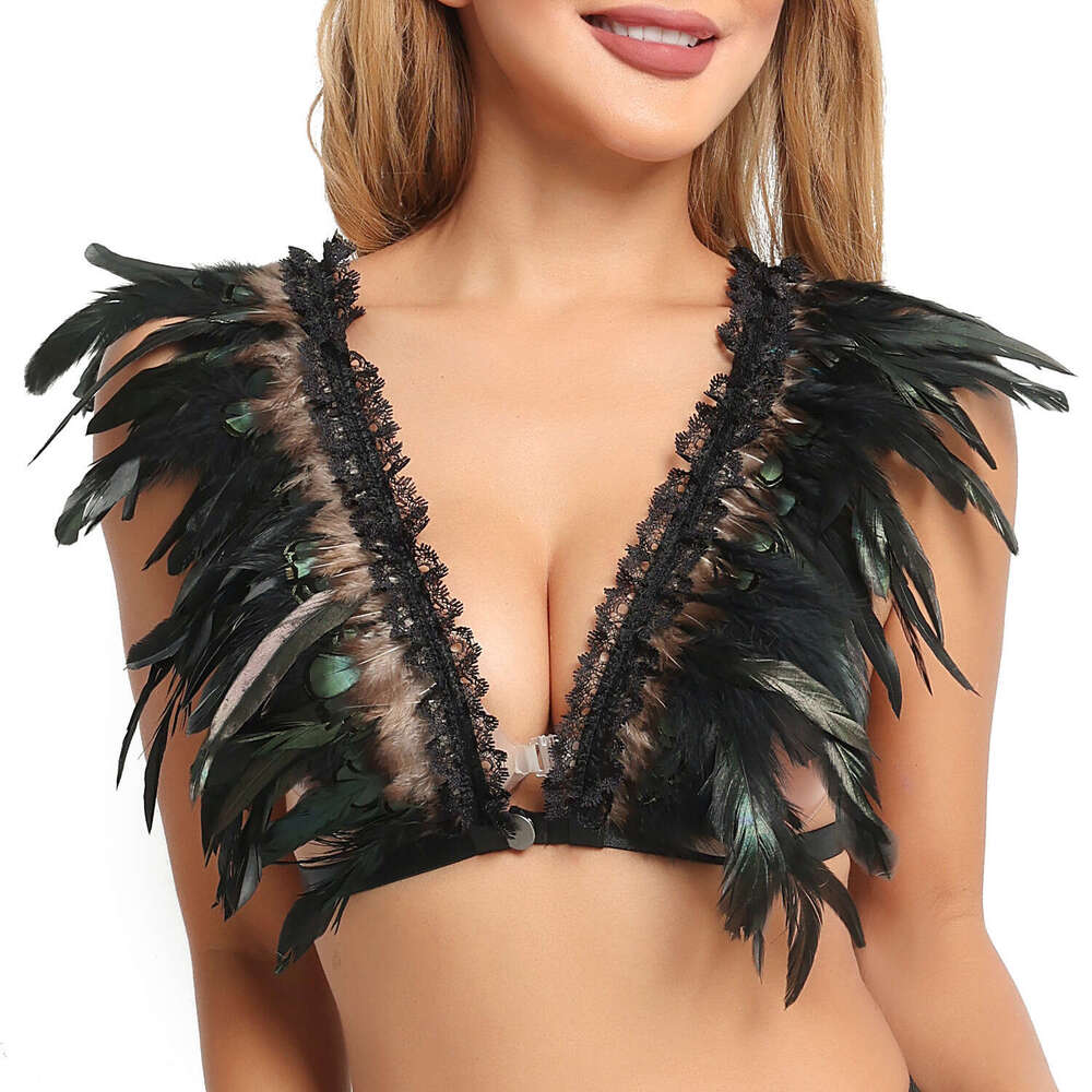Spell Lingerie Porn Suits ZRFZRF Hollow Out Nightclub Strap Black Sexy Feather Lingerie Game Costume O Sexy Lingerie