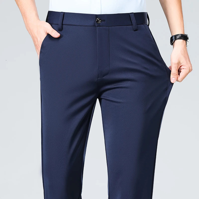 Summer Autumn Thin Trousers Men Formal Dress Suit Pants Work Quality Business Casual Black Wine Red Long 250610