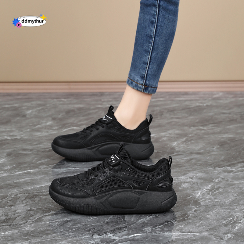 Stepping Comfort Women's Long Standing Without Tired Feet, Spring and Summer All Black Work Shoes, Breathable Non-Slip Mesh Sports Shoes ddmythur