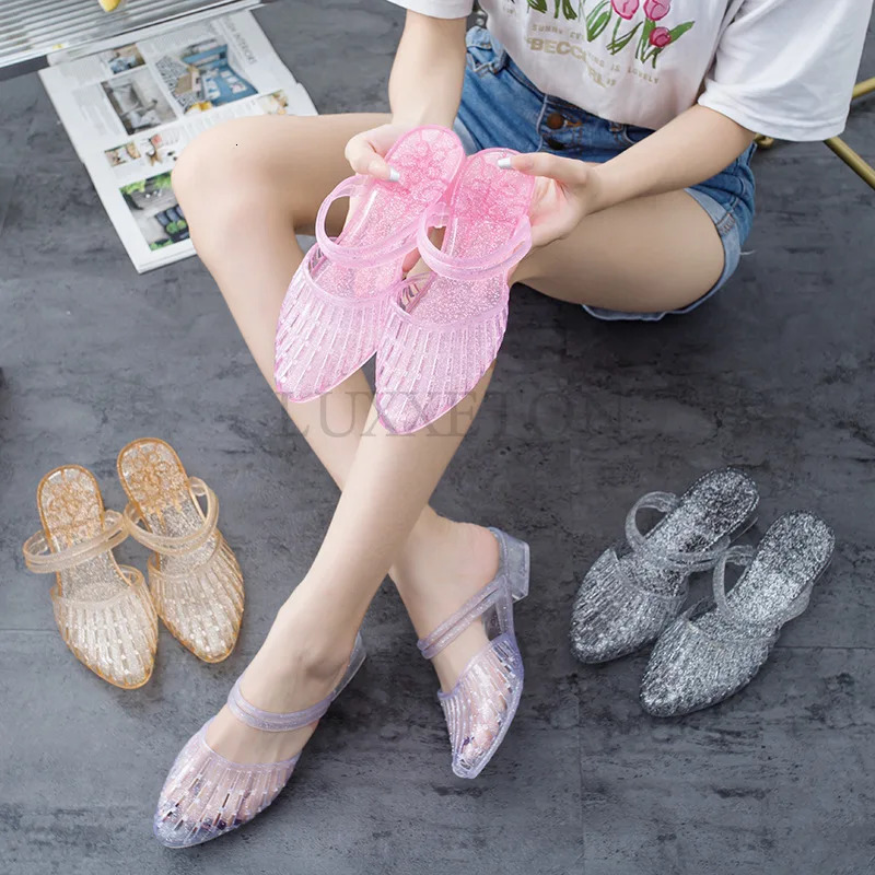 Womens Sandals Shoes Summer Breathable Casual Ladies Pointed Sandals Mom Transparent No-slips Slipper Lady Flips Flop 250609