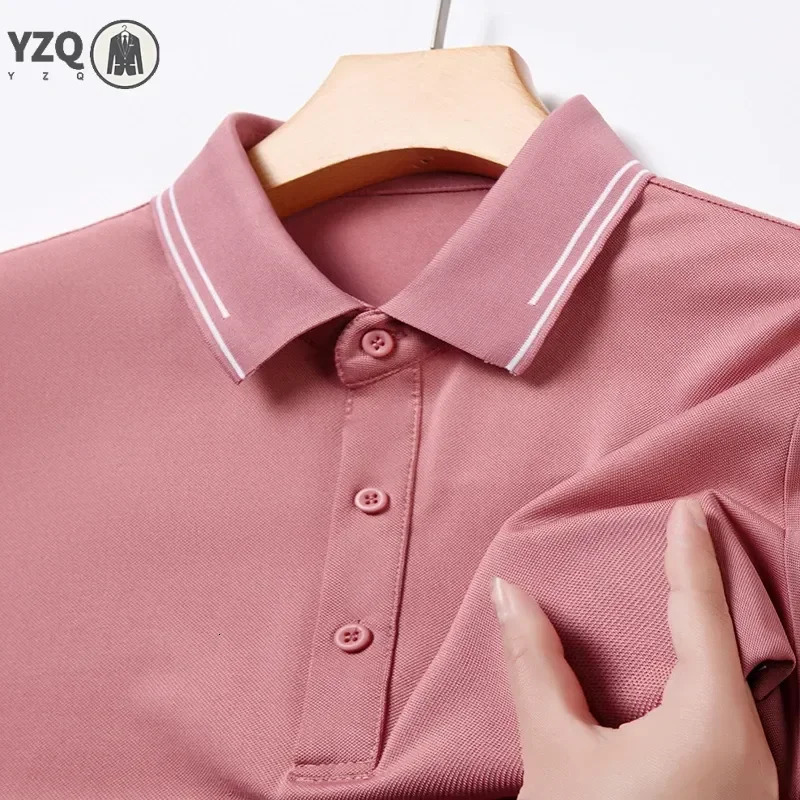 Mens Solid Color Cotton Business and Leisure POLO Shirt Summer Fashion Short Sleeve Comfortable Breathable Top 250610