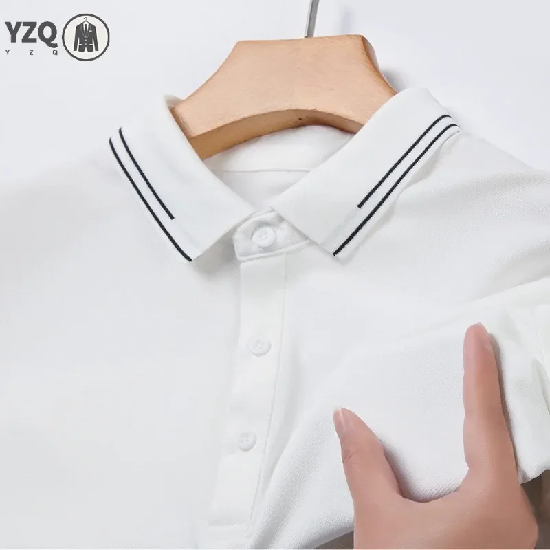 Mens Solid Color Cotton Business and Leisure POLO Shirt Summer Fashion Short Sleeve Comfortable Breathable Top 250610