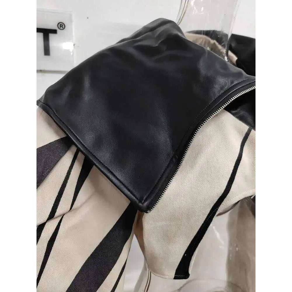 DEAT Fashion Women's Spliced Edge Contrasting Jackets Big Lapel Zipper Long Sleeve Short Coat Autumn 2025 New 1Df6153