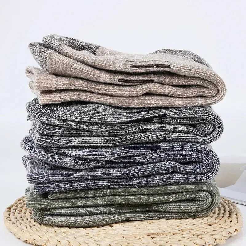 Merino Wool Socks Mens Autumn Winter Thickened Thermal Socks Mountaineering Breathable Outdoor Sports Socks Large Z250610